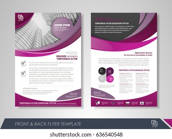Purple annual report brochure flyer design template. Leaflet cover presentation abstract background for business, magazines, posters, booklets, banners. Layout in A4 size Easily editable vector format