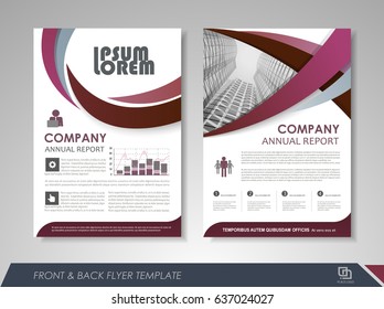 Purple annual report brochure flyer design template. Leaflet cover presentation abstract background for business, magazines, posters, booklets, banners. Layout in A4 size Easily editable vector format