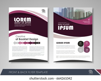 Purple annual report brochure flyer design template. Leaflet cover presentation abstract background for business, magazines, posters, booklets, banners. Layout in A4 size Easily editable vector format
