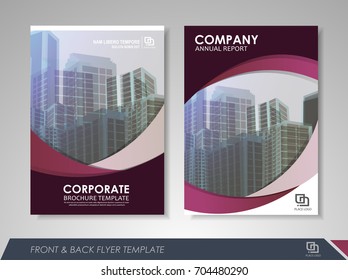 Purple annual report brochure flyer design template. Leaflet cover presentation abstract background for business, magazines, posters, booklets, banners. Layout in A4 size. 