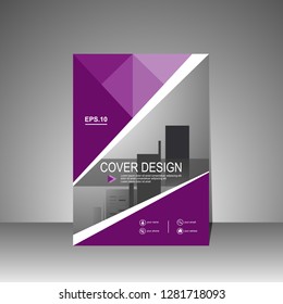 Purple annual report modern cover design template. layout in A4 size. vector illustration