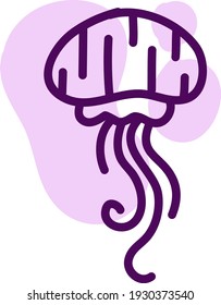 Purple aquarium jellyfish, illustration, vector on white background.