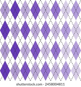 Purple argyle pattern. Argyle vector pattern. Argyle pattern. Seamless geometric pattern for clothing, wrapping paper, backdrop, background, gift card, sweater.