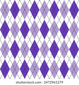 Motif argyle violet. Argyle  motif de Image vectorielle. Motif argyle. Motif géométrique harmonieux de vêtements, papier à envelopper, arrière-plan, arrière-plan, carte cadeau, pull.