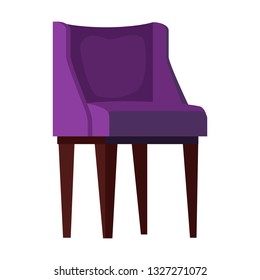 Purple armchair flat icon. Couch, relaxation, resting. Chairs concept. Vector illustration can be used for topics like furniture, store catalogue, houseware