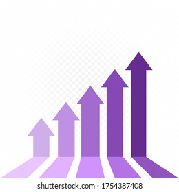 Purple arrow growth graph template white transparent background. Business growth graphic