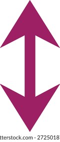 Flecha púrpura que apunta hacia arriba y hacia abajo para la navegación o elemento de Diseño gráfico abstracto de la dirección