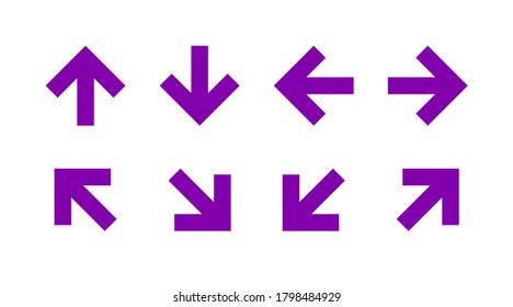 Purple Arrow Sign Collection Icon : Suitable for Technology Theme, Education Theme, Infographics and Other Graphic Related Assets.