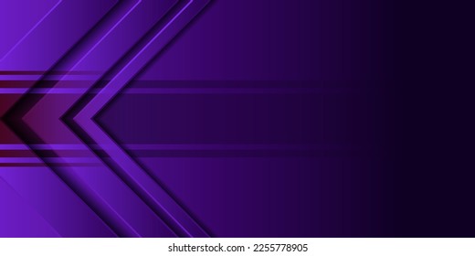 Purple arrowhead right triangle. 3D gradient abstract background. Design element for template, card, cover, banner, poster, backdrop, wall. Vector illustration.