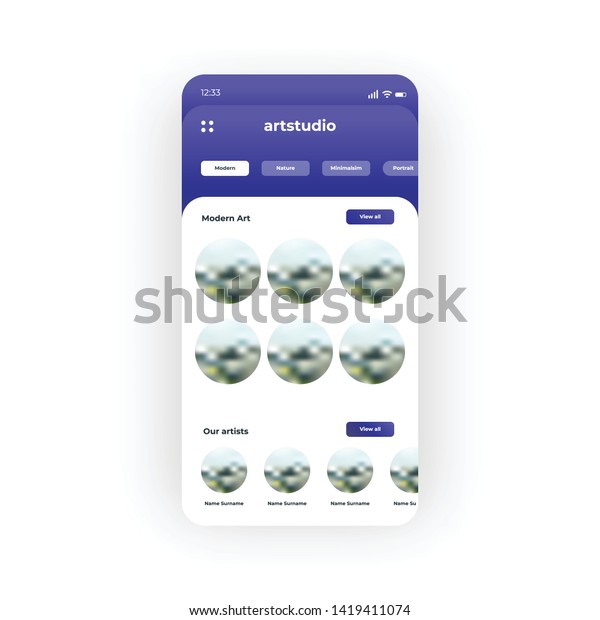 Purple Art Studio Ui Ux Gui Stock Vector (Royalty Free) 1419411074 ...