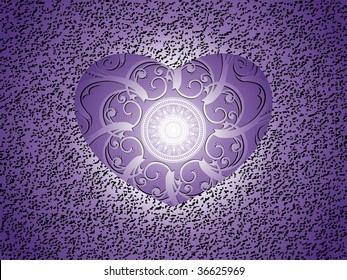 purple artistic pattern heart with background
