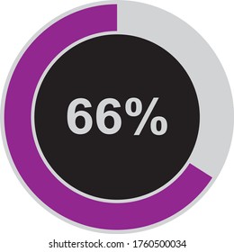 purple and ash Percentage diagram for infographic, UI, web design. Progress bar template. Vector illustration.showing 66%