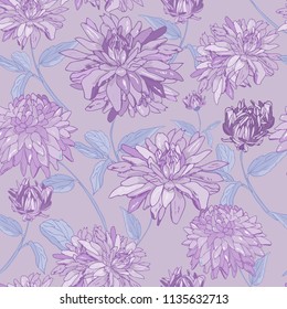 purple asters. seamless abstract pattern.print, wallpaper floral background