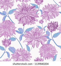 purple asters. seamless abstract pattern.print, wallpaper floral background