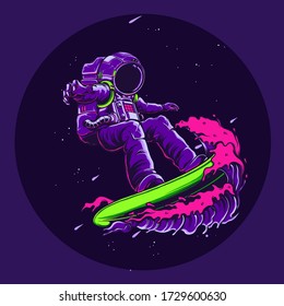 Purple Astronaut Illustration perfect for tshirt design or clothing brand / apparel