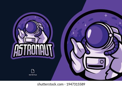 purple astronaut mascot sport logo illustration