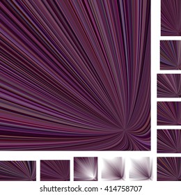 Purple asymmetrical vector ray burst design background set. Different color, gradient, screen, paper size versions.