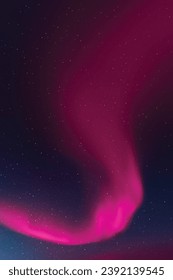 Purple aurora borealis. Blue night starry sky and pink polar lights