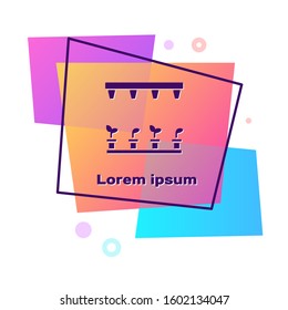 Purple Automatic irrigation sprinklers icon isolated on white background. Watering equipment. Garden element. Spray gun icon. Color rectangle button. Vector Illustration