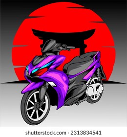 violetter automatischer Roller mit japanischem Hintergrund, geeignet für Schuhe, Hemd, Logo