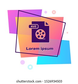Purple AVI file document. Download avi button icon isolated on white background. AVI file symbol. Color rectangle button. Vector Illustration