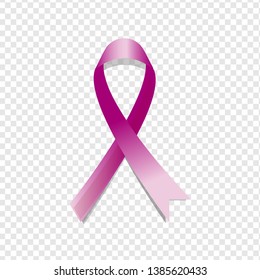 Purple awareness realistic ribbon isolated on transparent background