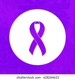 Purple Awareness Ribbon. ADD, ADHD, Colitis, Epilepsy, Lupus, Mesh, Pancreatitis, Premature Birth Thyroid Cancer Trisomy 9 Sarcoidosis Isolated icon Watercolor painted background svg