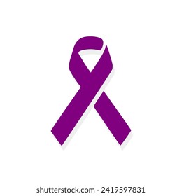 Purple awareness ribbon isolated on white background