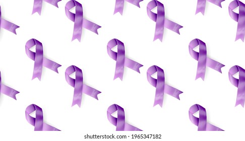 Purple awareness ribbon. World Lupus Day. Autoimmune disease. Immune System Disorders. May Lupus Awareness Month.  Seamless pattern