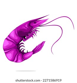 Purple Baby Shrimp Vector Isolated on White Background