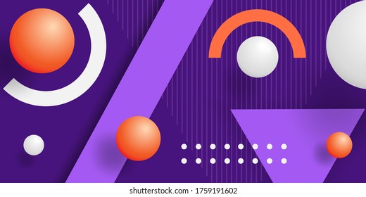 Purple background 3D. Abstract geometric background. Vector illustration. Horizontal violet banner. Design card, cover, wallpaper.