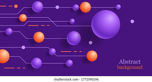 Purple background 3D. Abstract geometric background. Vector illustration. Horizontal violet banner. Design card, cover, wallpaper.