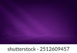 Purple Background 3d Studio Room with Spotlights for Product Display,Dark Violet futuristic with light,shadow gradient on wall and floor.Modern abstract backgrounds design for technology 