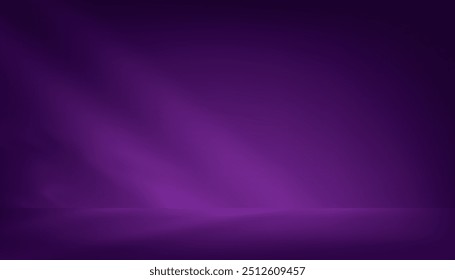 Purple Background 3d Studio Room with Spotlights for Product Display,Dark Violet futuristic with light,shadow gradient on wall and floor.Modern abstract backgrounds design for technology 