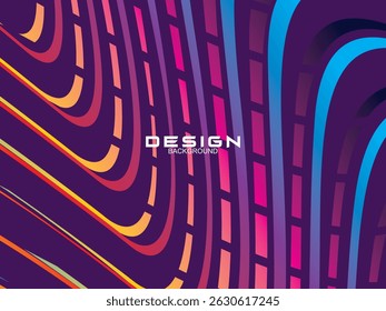 Purple background with abstract multicolored lines pattern. Moving lines modern abstract background design.