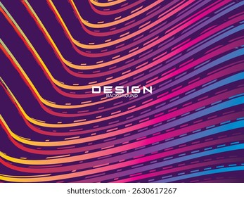 Purple background with abstract multicolored lines pattern. Moving lines modern abstract background design.