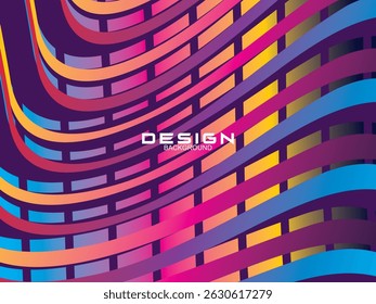 Purple background with abstract multicolored lines pattern. Moving lines modern abstract background design.