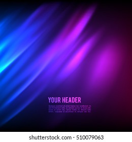 Purple background advertising brochure design elements. Blurry light glowing graphic form for elegant flyer. Vector illustration EPS 10 for booklet layout, wellness leaflet, newsletters beauty salon