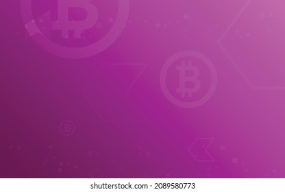 purple background, Bitcoin crypto currency illustration vector for page, logo, card, banner, web and printing.