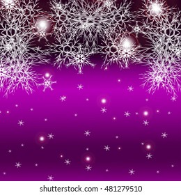 purple background for a Christmas card with falling snowflakes. vector illustration. graphic arts and design. a series of images for the new year and Christmas