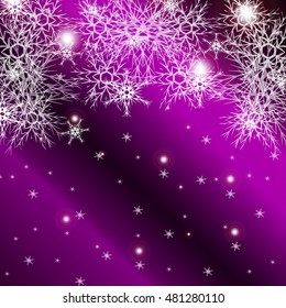 purple background for a Christmas card with falling snowflakes. vector illustration. graphic arts and design. a series of images for the new year and Christmas