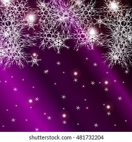 purple background for a Christmas card with falling snowflakes. vector illustration. graphic arts and design. a series of images for the new year and Christmas