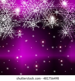 purple background for a Christmas card with falling snowflakes. vector illustration. graphic arts and design. a series of images for the new year and Christmas