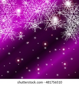 purple background for a Christmas card with falling snowflakes. vector illustration. graphic arts and design. a series of images for the new year and Christmas