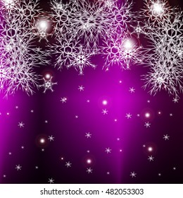 purple background for a Christmas card with falling snowflakes. vector illustration. graphic arts and design. a series of images for the new year and Christmas