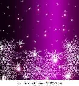 purple background for a Christmas card with falling snowflakes. vector illustration. graphic arts and design. a series of images for the new year and Christmas