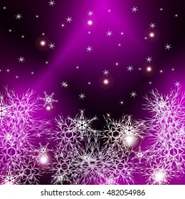 purple background for a Christmas card with falling snowflakes. vector illustration. graphic arts and design. a series of images for the new year and Christmas