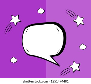 Purple Background with comic book vector design pattern. speech bubbles. text box.