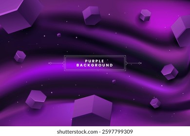Purple background with cubes and gradient, perfect for abstract designs, backgrounds