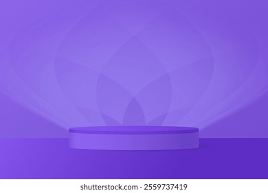 Purple background with cylinder podium and glowing background	
